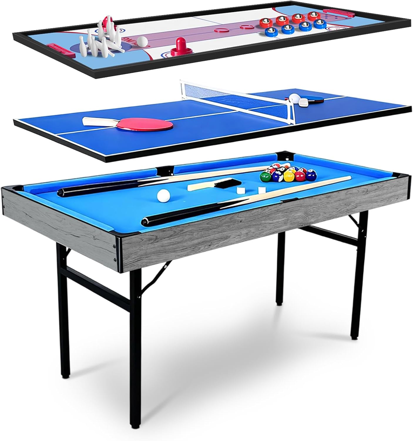 Air Hockey Table - 5-in-1 multifunctionele gametafel, opklapbare multi-game combinatietafelset